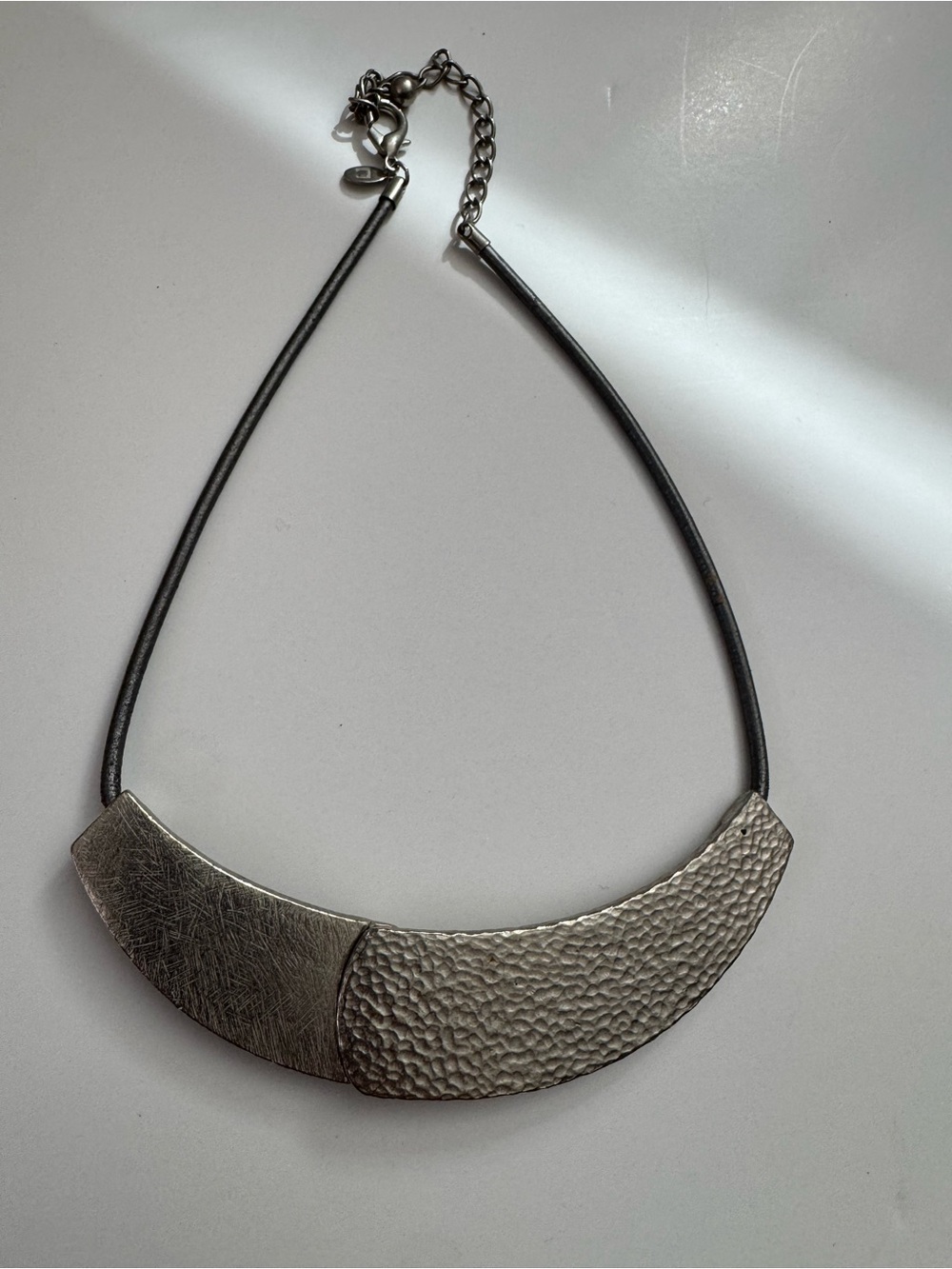 Statement modernist- brutalist silver tone necklace
